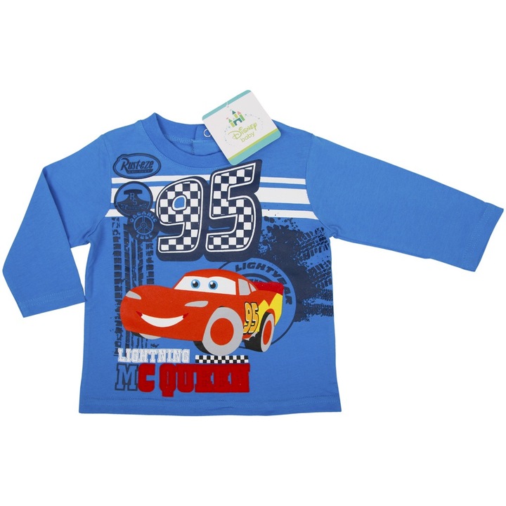Bluza copii Disney Cars, Bumbac, Albastru, 67 cm