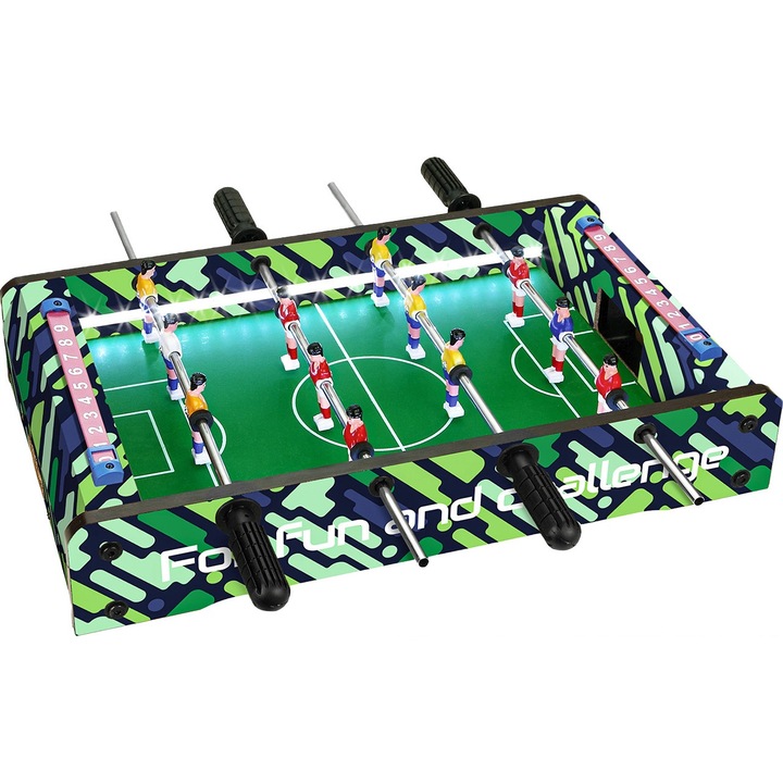 Masa de foosball, FROGGIEX Mini, LED, lemn, 7.6x25x41cm