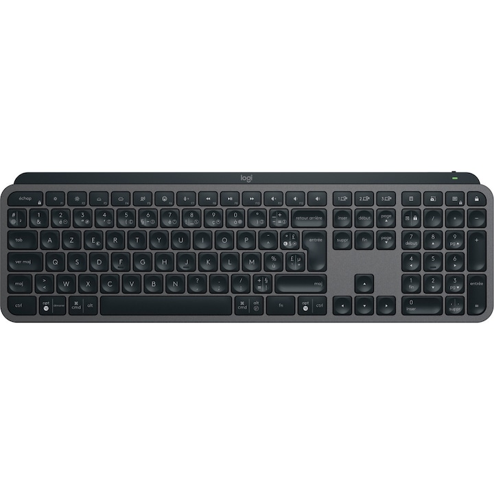 Клавиатура Logitech MX Keys S, Пълноразмерна, Wireless + Bluetooth, LED осветление, Graphite