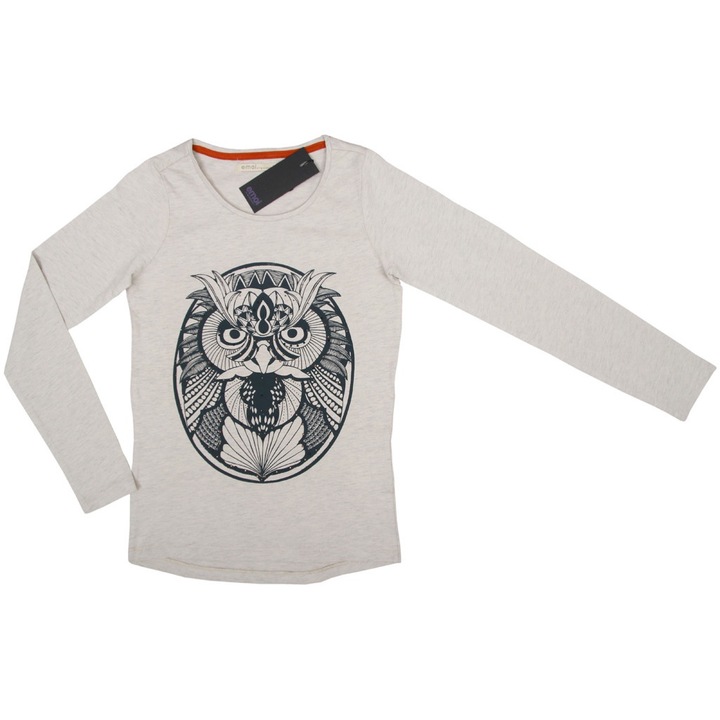 Bluza copii Vegotex, Sowa, cu aplicatie, multicolor, 140x152x164x176, Negru/Gri