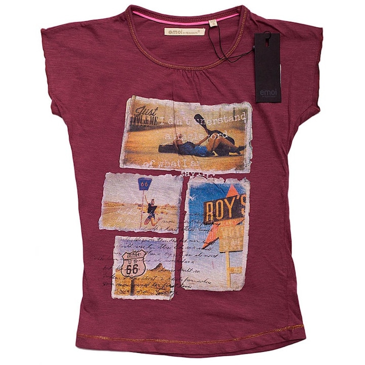 Tricou Vegotex World Roads, bumbac, roz, Multicolor