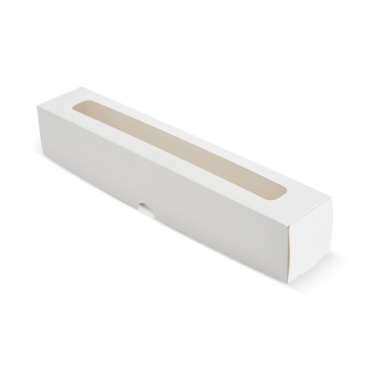 Cutie macarons cu fereastra, Alba, 150X50X50 mm, 50 buc/set