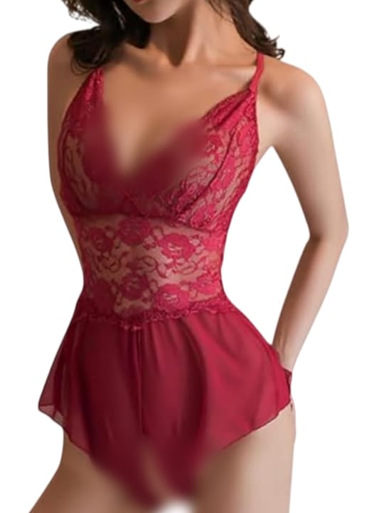 Lenjerie sexy, EXCITAT, dantela, deschisa, rosu, marime unica