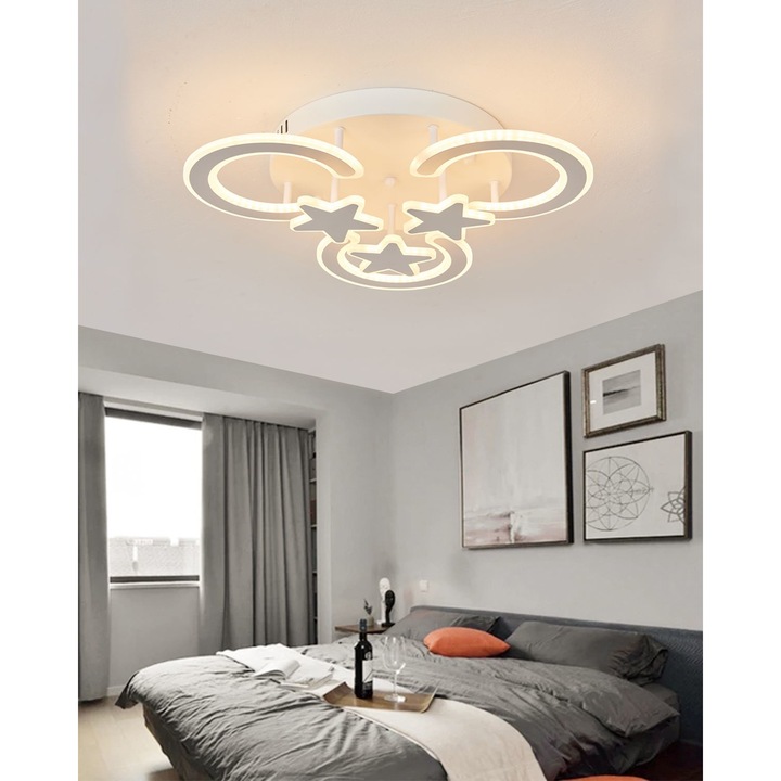 LED RCAN лампа, модел M255/3+3, с дистанционно управление, 3 вида светлина, регулируем интензитет, 120W, бяла