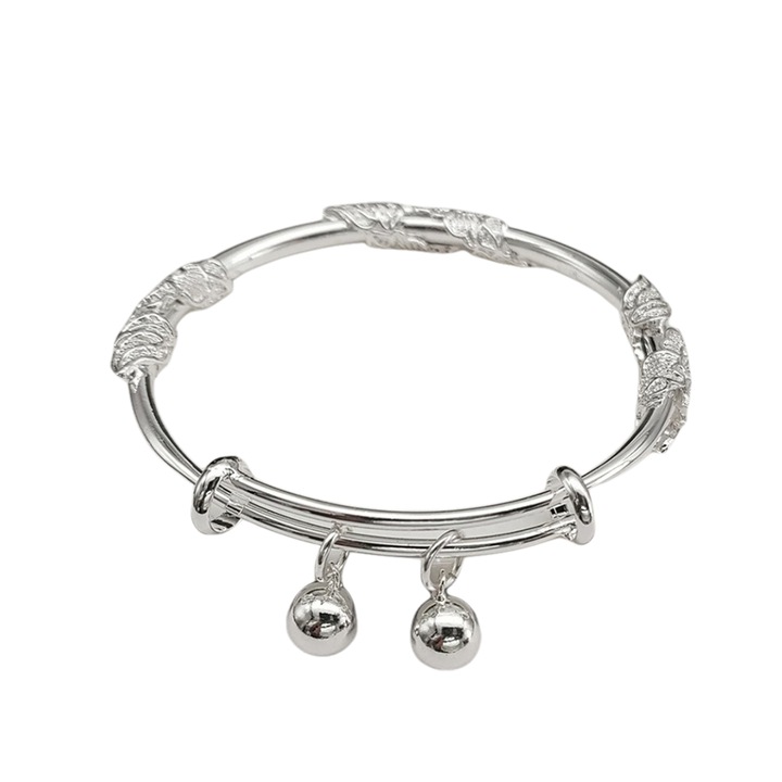 Bratara dama, YISYNIM, stil antic, placata cu argint, pandantiv clopotei, 23g