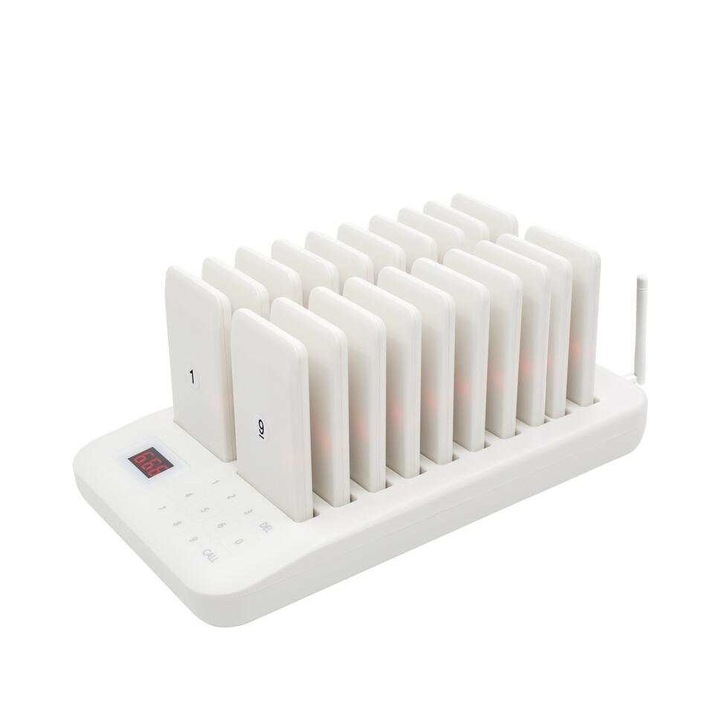 20 db vezeték nélküli személyhívó készlet éttermekben/gyorséttermekben/kávézókban lévő vendégek számára, fehér