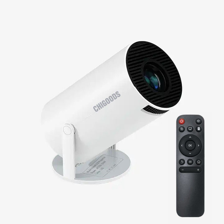 Видео проектор CHIGOODS, преносим, HD 1024x600, 180 ANSI, мултимедиен плейър, бял