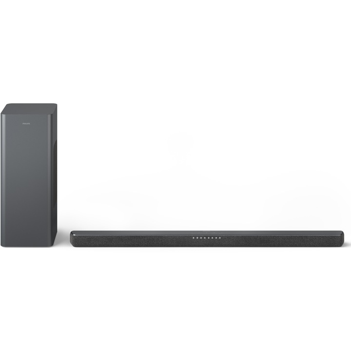 Саундбар Philips TAB6309/10, 2.1, 320W, Subwoofer Wireless, Dolby Atmos, Bluetooth, HDMI ARC, Черен