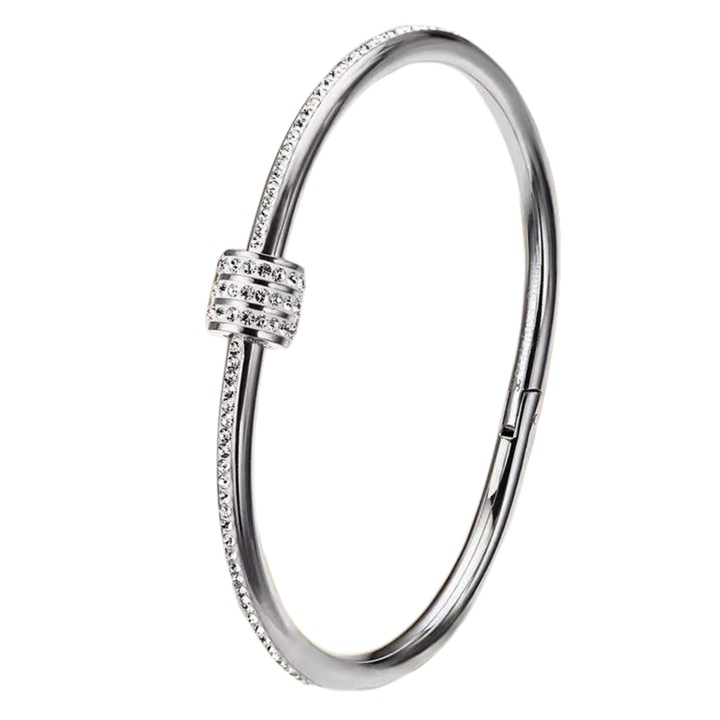 Дамска гривна, YISYNIM, титаниева стомана, инкрустирана с камъни, сребрист, 5g