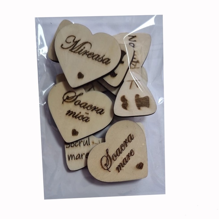 Set 8 Cocarde, MCF, Mire, mireasa, nasi si parinti, 7x7cm