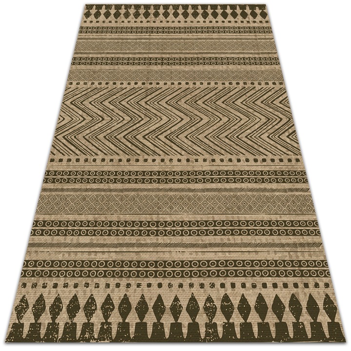 Covor de vinil, PVC, Triunghiuri albe negre, Maro, 150 cm x 225 cm, 010260360300000019850