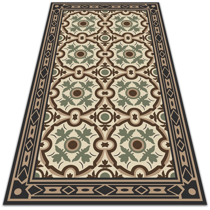 Covor de vinil, PVC, Modele ovale, Verde, 60 cm x 90 cm, 010260360570000019993
