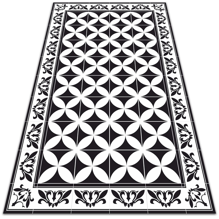 Covor de vinil, PVC, Gresie spaniola, Negru, 100 cm x 150 cm, 010260360050000019931