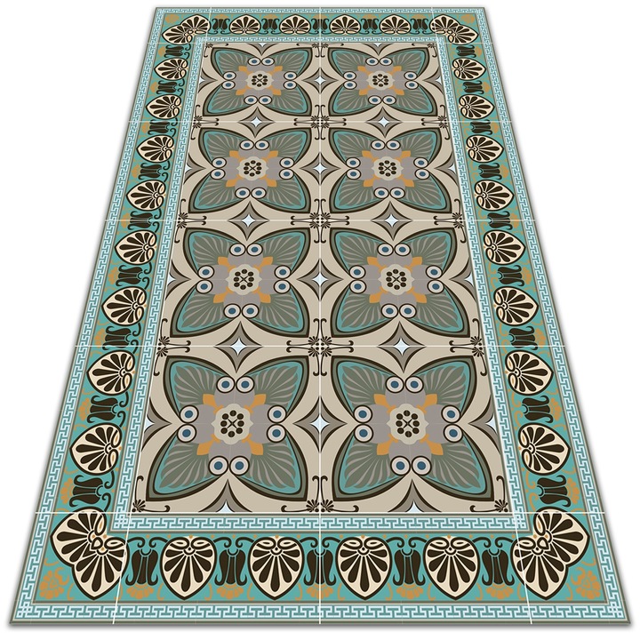 Covor de vinil, PVC, Model de paun de pene, Verde, 120 cm x 180 cm, 010260360160000019978