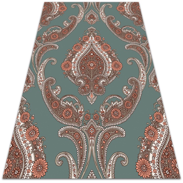 Covor de vinil, PVC, Paisley vintage, Verde, 120 cm x 180 cm, 010260360160000029717