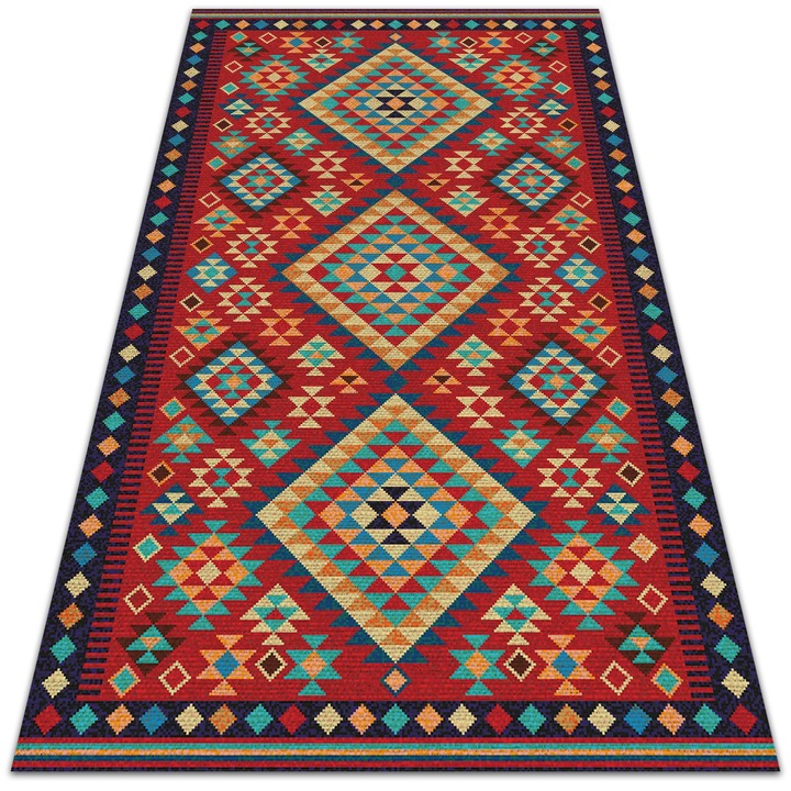 Covor de vinil, PVC, Triunghiuri retro colorate, Multicolor, 60 cm x 90 cm, 010260360570000029715