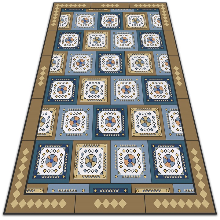 Covor de vinil, PVC, Glezna geometrica, Verde, 120 cm x 180 cm, 010260360160000020282