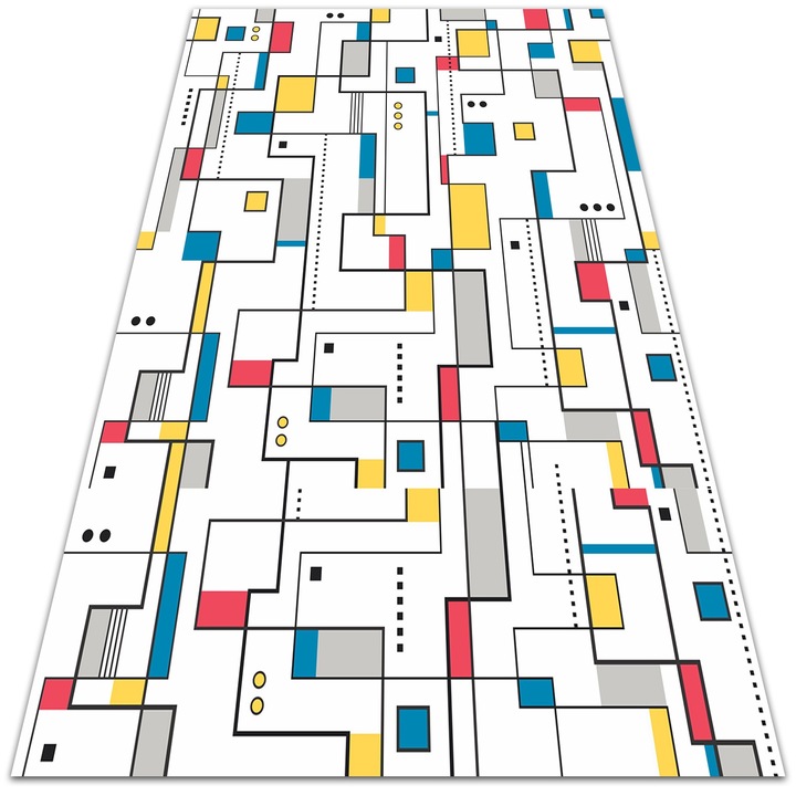 Covor de vinil, PVC, Model abstract, Alb, 120 cm x 180 cm, 010260360160000020450