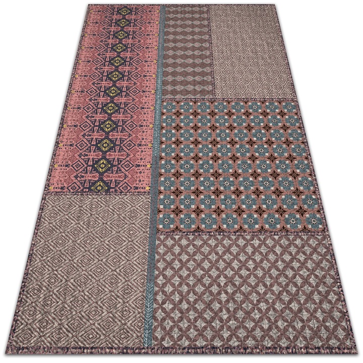 Covor de vinil, PVC, Model aztec, Maro, 120 cm x 180 cm, 010260360160000019871