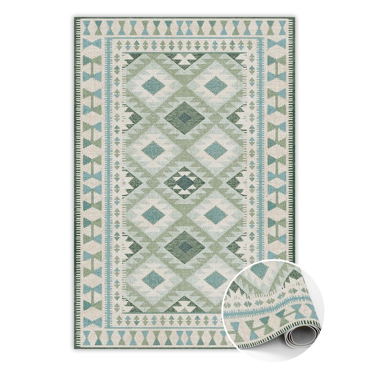 Covor de vinil, PVC, Rombul verde, Verde, 60 cm x 90 cm, 010260360570000020069