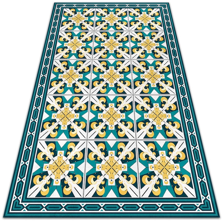 Covor de vinil, PVC, Romane geometrice, Verde, 120 cm x 180 cm, 010260360160000020286
