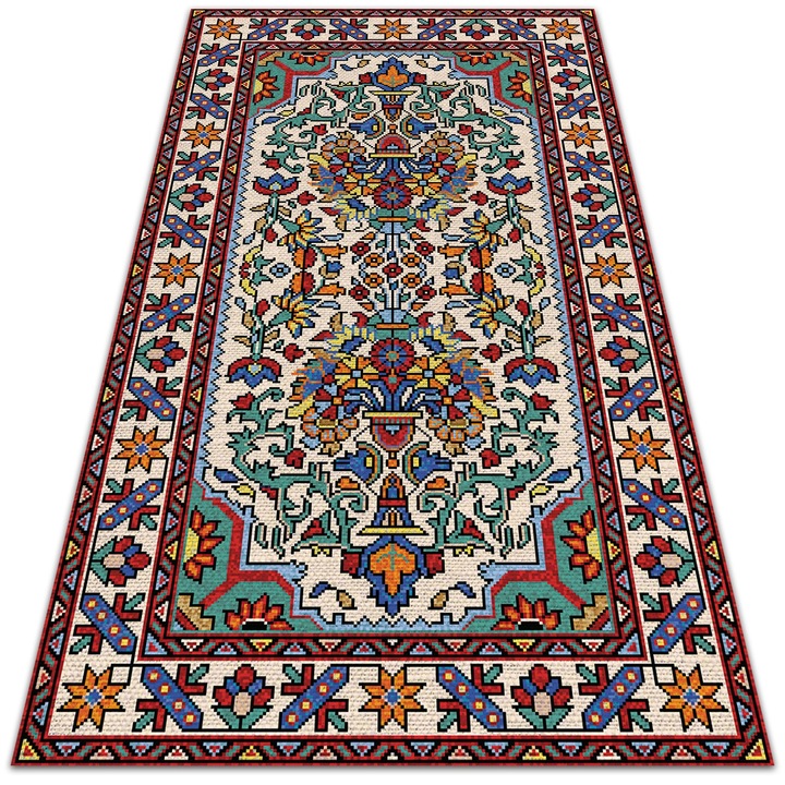 Covor de vinil, PVC, Model multicolor, Albastru, 120 cm x 180 cm, 010260360160000030996