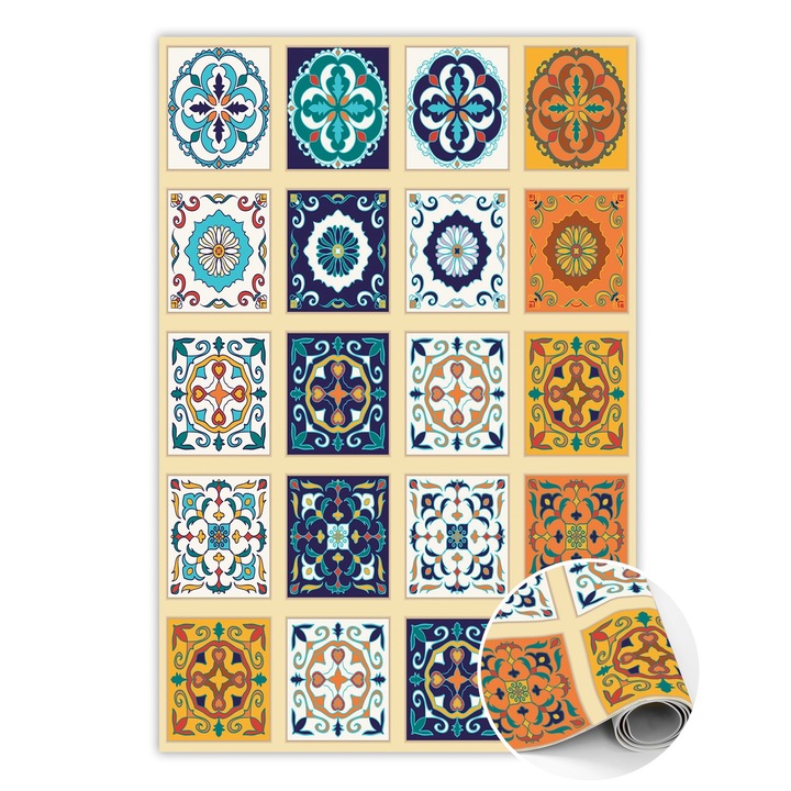 Covor de vinil, PVC, Gresie greaca, Multicolor, 60 cm x 90 cm, 010260360570000020503