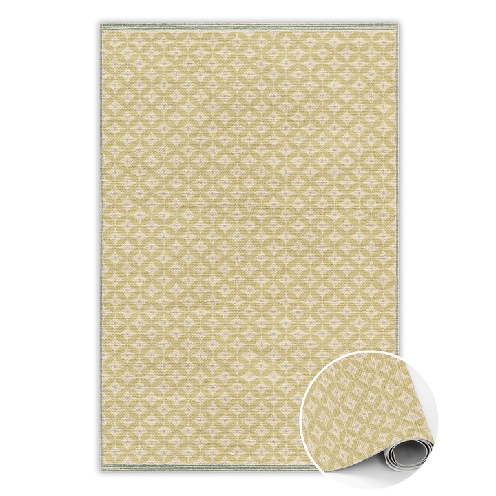 Covor de vinil, PVC, Model oriental, Bej, 120 cm x 180 cm, 010260360160000019848