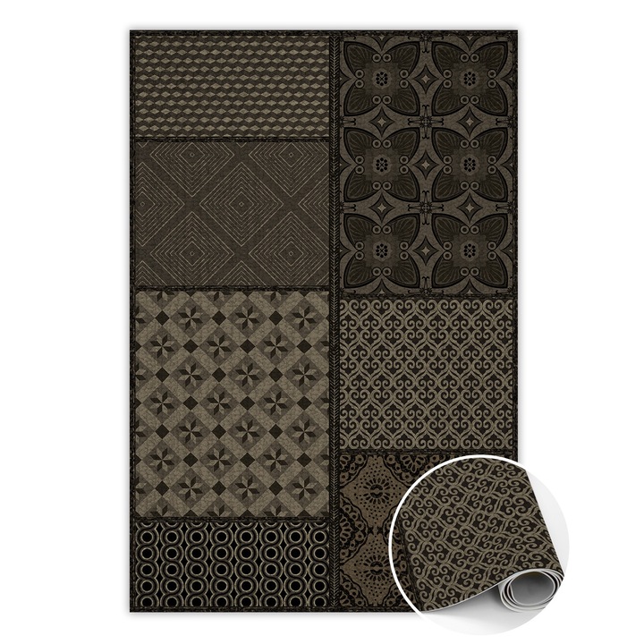 Covor de vinil, PVC, O combinatie de mai multe modele, Gri, 120 cm x 180 cm, 010260360160000020066