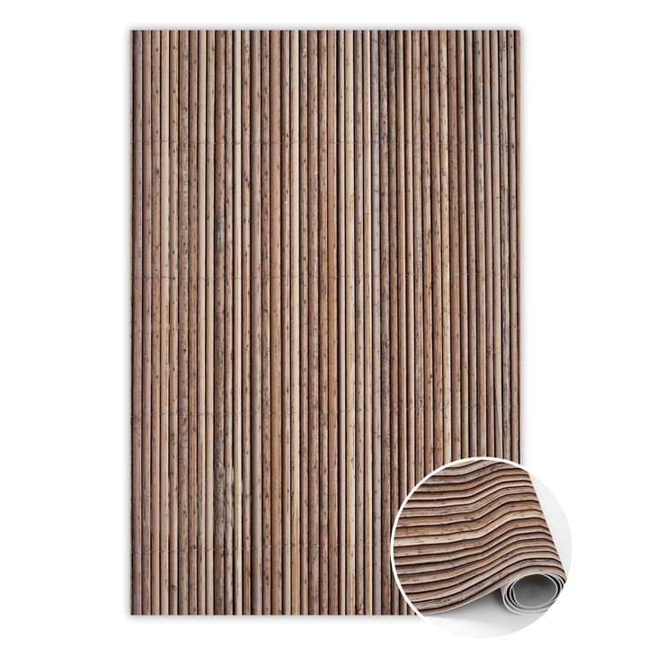 Covor de vinil, PVC, Covoras de bambus, Maro, 120 cm x 180 cm, 010260360160000029819