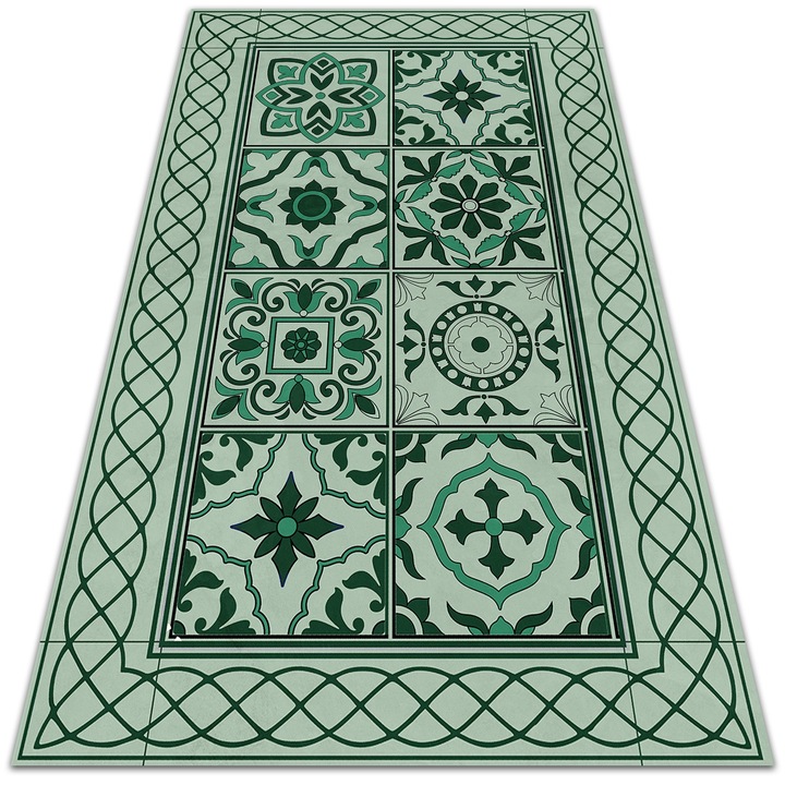 Covor de vinil, PVC, Castel spaniol, Verde, 120 cm x 180 cm, 010260360160000020312