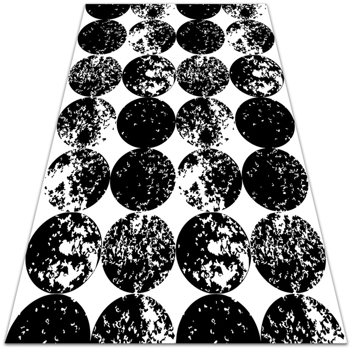 Covor de vinil, PVC, Cercuri negre, Gri, 80 cm x 120 cm, 010260360650000029775