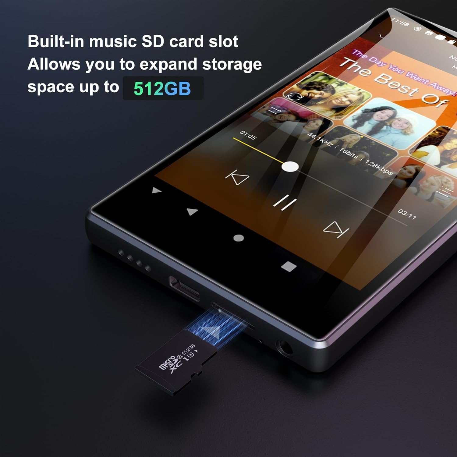 MP4 Player WiFi, 80 GB, cu Bluetooth, Touchscreen de 5 inch 1080p ...