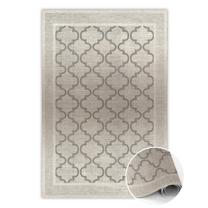 Covor de vinil, PVC, Design marocan, Alb, 120 cm x 180 cm, 010260360160000020040