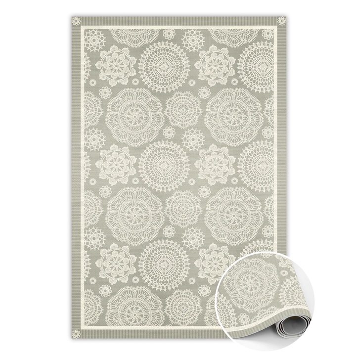 Covor de vinil, PVC, Mandale florale, Bej, 120 cm x 180 cm, 010260360160000020252