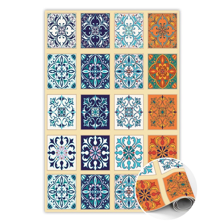 Covor de vinil, PVC, Gresie greaca, Multicolor, 120 cm x 180 cm, 010260360160000020507