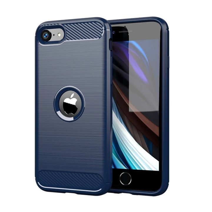 Tok iPhone SE 2, SE 2020 / SE 3, SE 2022 készülékhez - Techsuit Carbon Silicone - kék