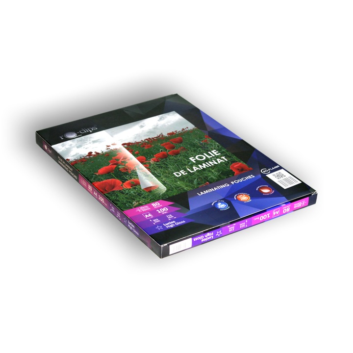 Folie laminat A4 80 microni, 100 buc/top, RO-CLIPS