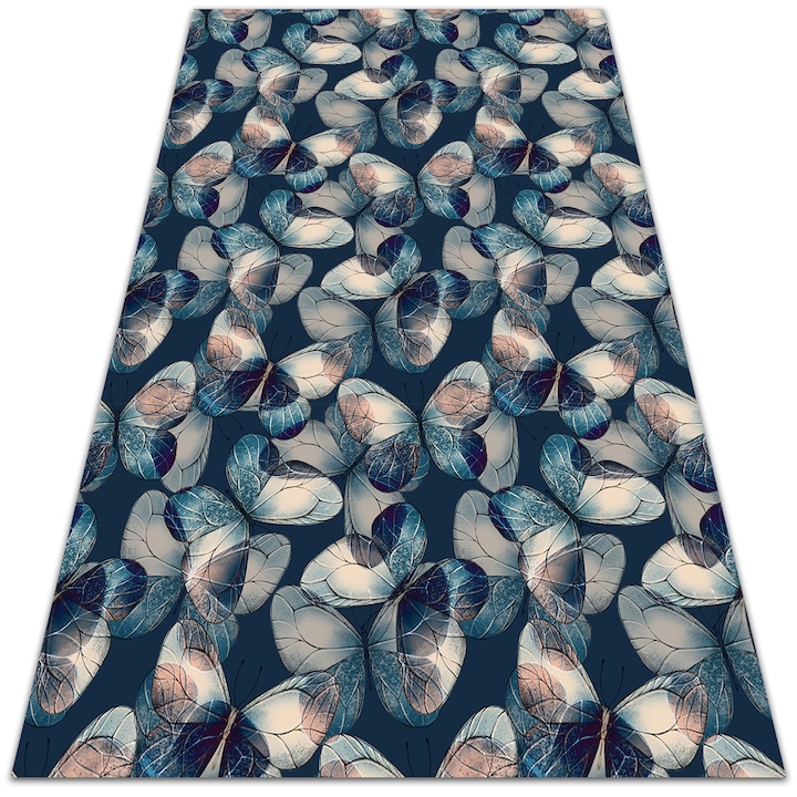 Covor de vinil, PVC, Fluturi, Albastru, 60 cm x 90 cm, 010260360570000020533