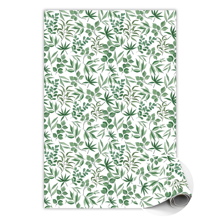 Covor de vinil, PVC, Frunze mici, Verde, 120 cm x 180 cm, 010260360160000020516