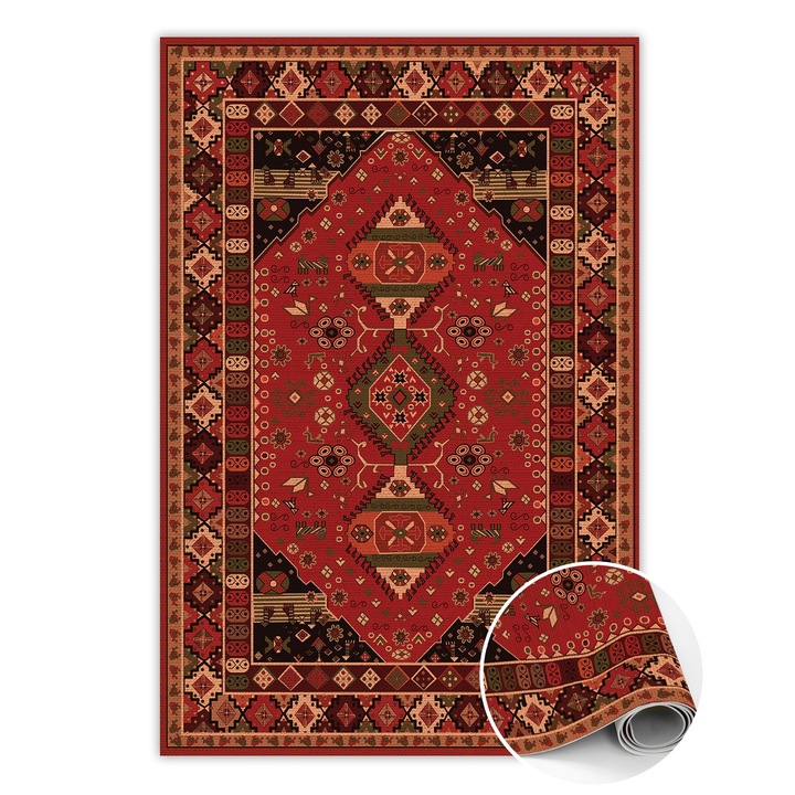 Covor de vinil, PVC, Stilul antic, Maro, 120 cm x 180 cm, 010260360160000029850