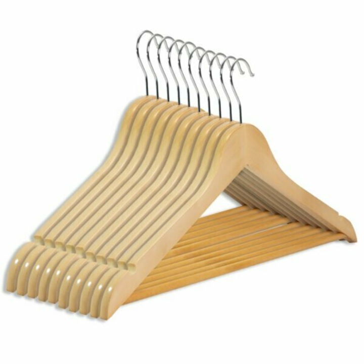 Fából készült vállfa szett, UnicUtil, juharfából, Natúr, 5 db