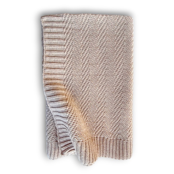 Плетено памучно одеяло, за бебета, 0-3 години, шеврон, Tuxi Bebe, природа