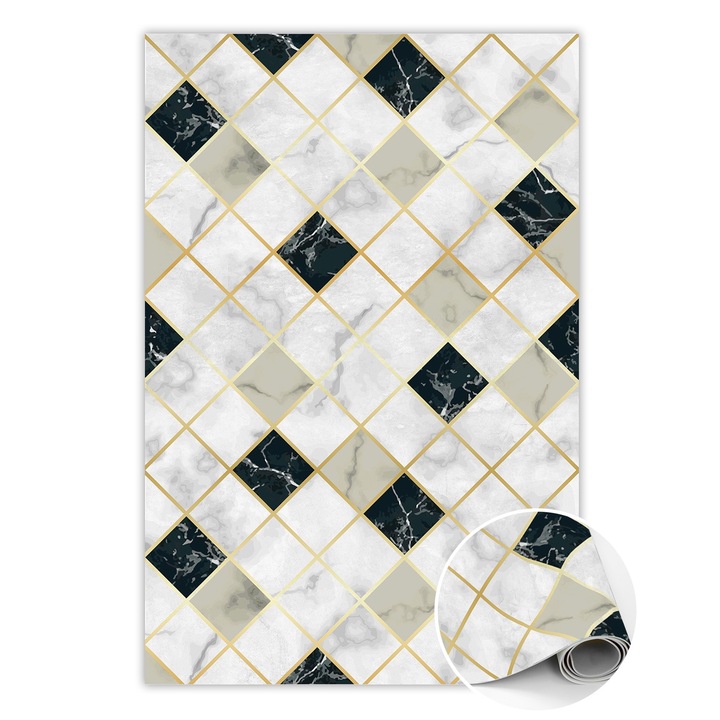 Covor de vinil, PVC, Marmura frumoasa, Alb, 120 cm x 180 cm, 010260360160000020319