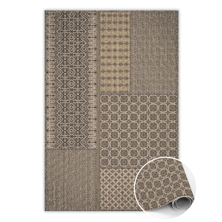 Covor de vinil, PVC, Model aztec, Maro, 120 cm x 180 cm, 010260360160000019872