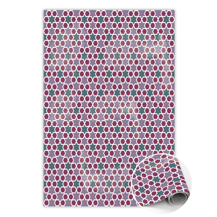 Covor de vinil, PVC, Stele geometrice, Violet, 120 cm x 180 cm, 010260360160000020320