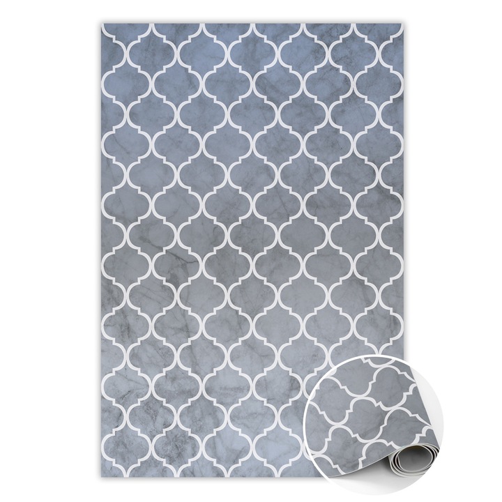 Covor de vinil, PVC, Stil marocan, Gri, 120 cm x 180 cm, 010260360160000020184
