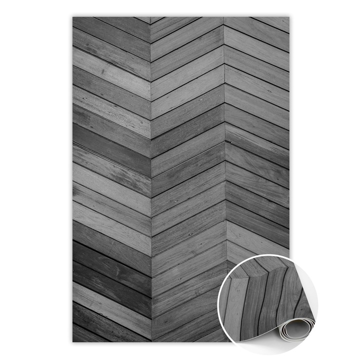 Covor de vinil, PVC, Parchet, Negru, 120 cm x 180 cm, 010260360160000020223