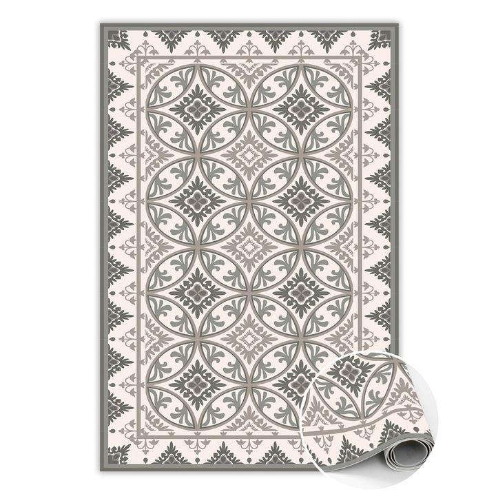 Covor de vinil, PVC, Roti retro, Gri, 60 cm x 90 cm, 010260360570000019985