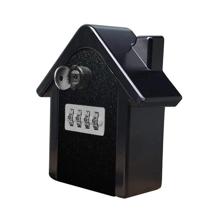 Astro vízálló kulcstartó, külső doboz 4 számjegyű mechanikai kóddal, cink ötvözet anyaga, méretei 15 cm x 13,5 cm x 5,5 cm, antracit fekete